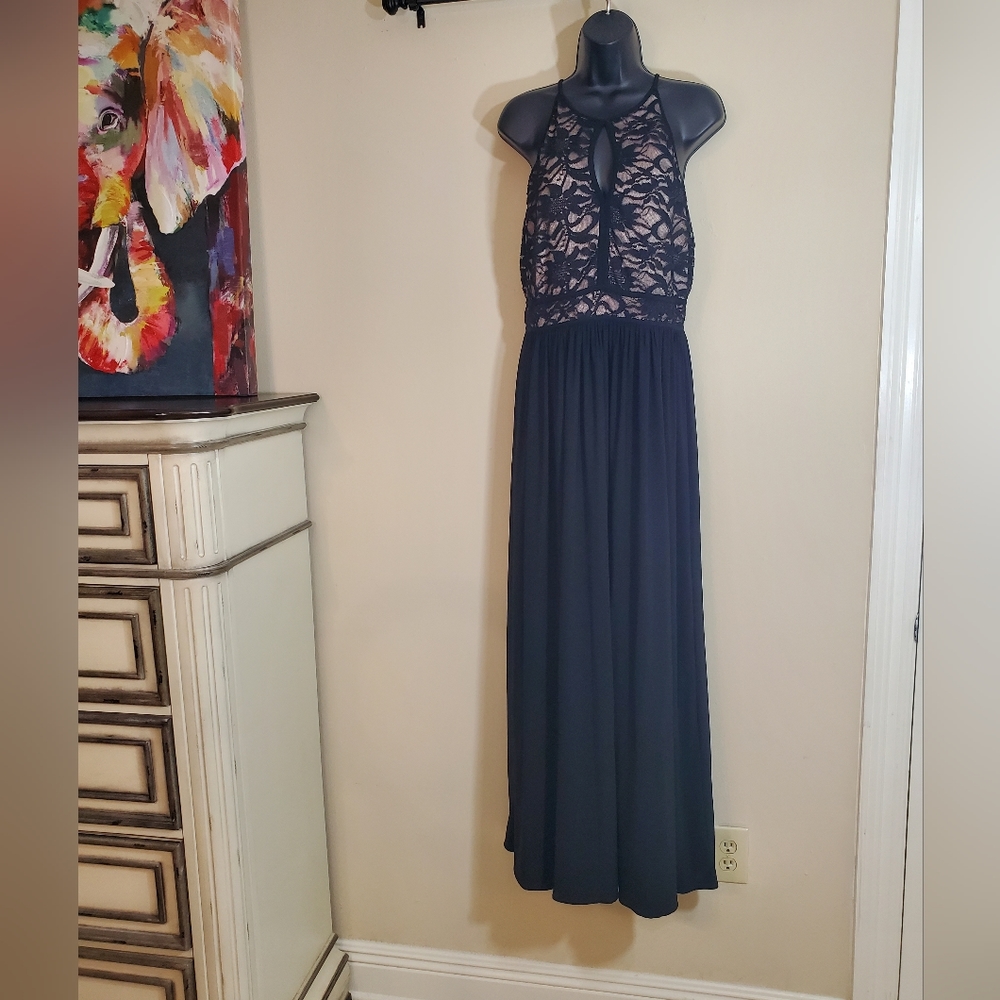 Nightway Lace Halter Top Dress